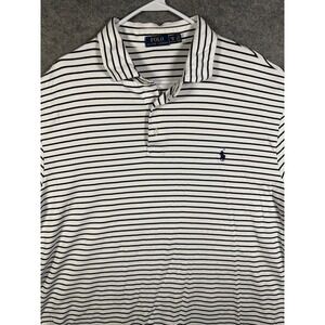 Polo Ralph Lauren Mens 3XB Striped Polo Shirt White Navy Blue Big Tall Cotton
